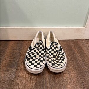 Vans Checkerboard Slip-On Sneakers in Black and White